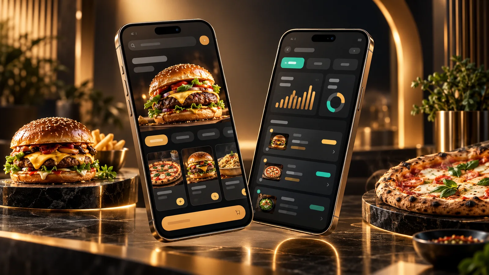 تطبيق طلب وإدارة مطاعم على هاتفين